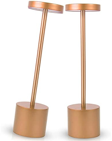Lampe de table sans fil 13,2 pouces, lampe de bureau rechargeable à lampe tactile avec gradation en continu, charge terminée et 3 couleurs, veilleuse portable pour intérieur extérieur (Rose Gold)