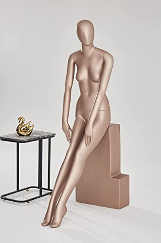 N5-9 Frau sitzend Weibliche Schaufensterpuppe Hautfarbend matt lackiert Frau Kopf Egghead Schick und Elegant Hochwertig