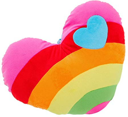 SAFIGLE 1pc Rainbow Heart-Shaped Plush Throw Pillow Cute Heart Cushion for Home Car Office Decor Soft Filled Valentine Day Birthdays and Christmas
