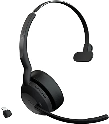 Jabra Evolve2 55 Mono Wireless Headset Air Comfort Technology, Noise-cancelling Mics, and Active Noise Cancellation - MS Teams Certified, Works with All Other Platforms - Black