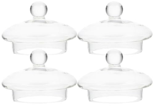 HEMOTON 4 Stück Glas Teekannendeckel Glasdeckel Teekannen Ersatzdeckel aus Glas für Teekannen und viele andere 1000 ml Teekannen mit Durchmessern zwischen 7,0 und 7,5 cm