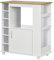 HOMCOM Küchenwagen, Servierwagen, Rollwagen mit Schrank, Offenen Fächern, Beistellwagen auf Rollen, für Wohnzimmer, Esszimmer, Weiß, 75 x 39,5 x 88 cm