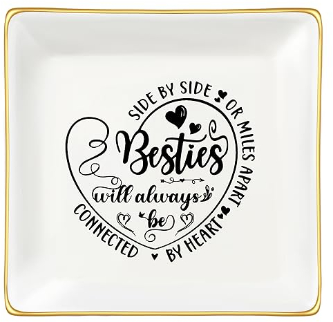 JoycuFF Geschenk für Bestie Best Friends Freundschaft Distanz Keramik Ring Schale dekoratives Tablett Einzigartiges Geschenk für Bestie Soul Sister BFF Geburtstagsgeschenk Idee für Weihnachten