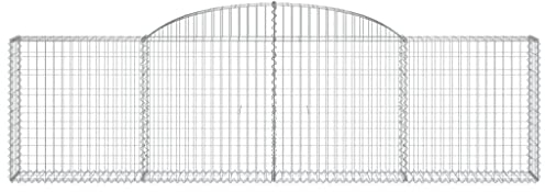 Gabionen 3er Set, Gabionenkörbe Metall Steinkörbe mit Hochbogen, Steingabione Steinkorb Mauer Hochbeet Steingabionen Gabione Drahtkorb Wand, 5x10cm Maschenweite, 300x30x80/100 cm