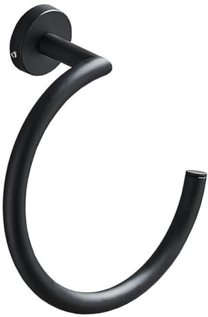 Anneau porte-serviette mural en acier inoxydable, demi-cercle pour serviette de bain, cintre décoratif (noir mat)