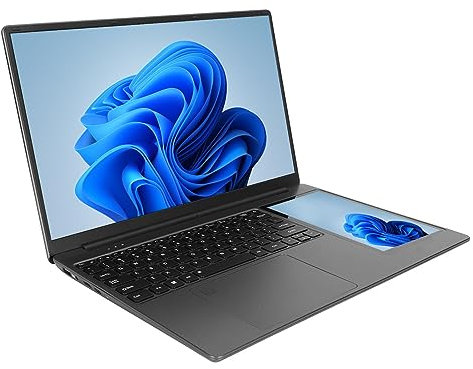 Annadue 15,6 Zoll UHD Doppelbildschirm Laptop für Win 11, 7 Zoll Touchscreen Laptop mit Kamera, 16 GB RAM, 2,9 GHz Quad Core 7000mAh. 100 240V (16+1 TB EU-Stecker)