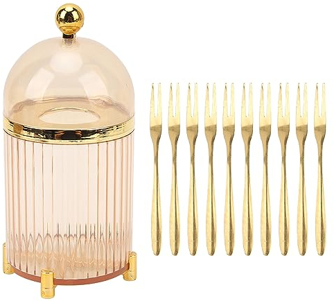 Ensemble De 10 Fourchettes à Dessert, Mini Fourchettes Dorées à 2 Dents, Fourchettes à Fruits En Acier Inoxydable, Fourchette De Dégustation Dorée, Cure-dents à Dessert, Fourchettes Avec
