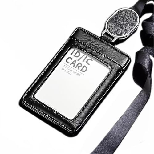 Manica ID lanyard in pelle 1 pz con rotolo retrattile, clip badge carta di identità, supporto cordino per carta chiave di lavoro