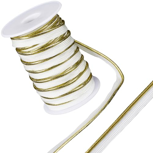 GORGECRAFT 20 Meter Goldene Paspelborte Mit Metallischer Lippe 12mm Breites Schrägband Kordel Kantenbesatz Zum Nähen von Kleidung Kissen Lampen Vorhängen Heimdekoration Polstern