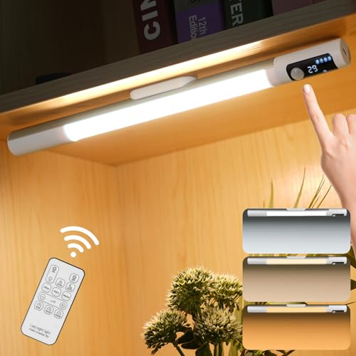 Vicloon Lampada da Scrivania Senza Fili con Sensore di Movimento, 2000mAh Lampada da Tavolo Magnetica Ricaricabile, Luce LED Sottopensile con Telecomando per Specchio Bagno, Muro, Armadio