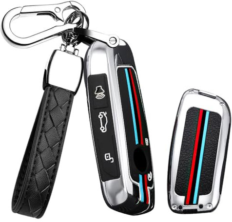 HIBEYO Keyless Coque de clé de voiture Convient pour BMW X1 U11 I7 G70 X7 Lci 320i F20 U06 M3 GTR X3 X5 X7 F48 2023 2024 Housse de protection pour clé porte-clés 5 boutons - A argent