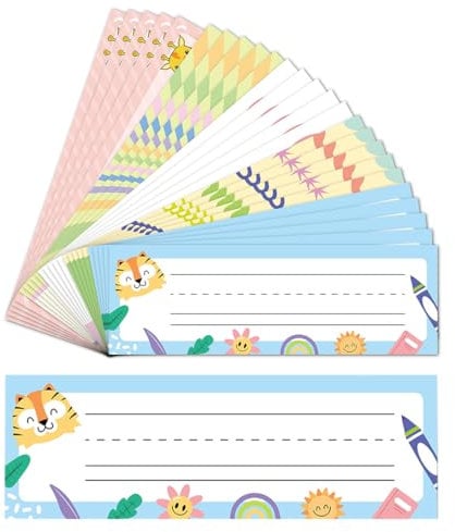 Koonafy 25 PCS Colorful Student Desk Name Tags Classroom, Classroom Name Plates for Desk, Rainbow, Smiley Face, Animal Theme Nameplates Name Tags for Classroom Cubbies, Locker (Rectangular Labels)