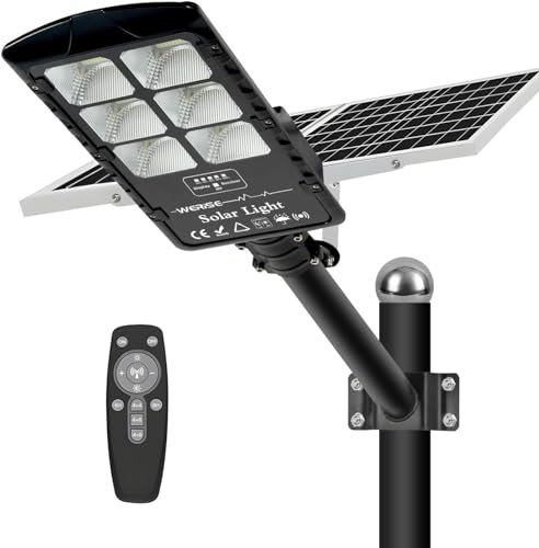 WERISE 800W Solar Außenleuchte 6500K Dimmbar LED Lampe mit Fernbedienung IP65 Wasserdicht Solar Projektor für Außen Leistungsstark für Garten Straße Garage Parkplatz