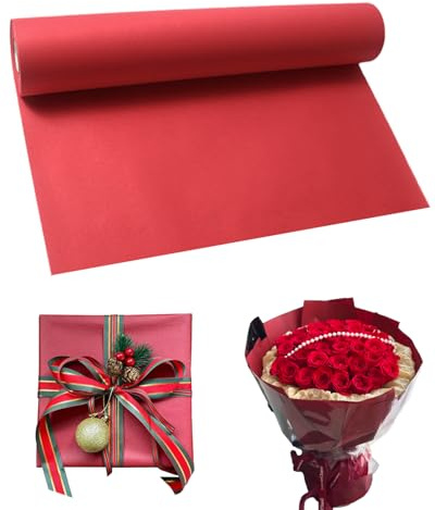Kraftpapier Breite 30cm Geschenkpapier, Natürliches Recyclingpapier, Kraftpapier Geschenkverpackung für Kunsthandwerk, Geburtstage, Weihnachten (Rot, 10M)