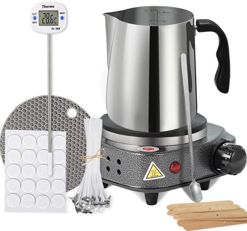 BBAXI - Candle Making Kit with Hot Plate, Candle Supplies for Beginners, Candle Making Kit with Melting Pot, Stirrer Spoon and Anti-Scald Pad