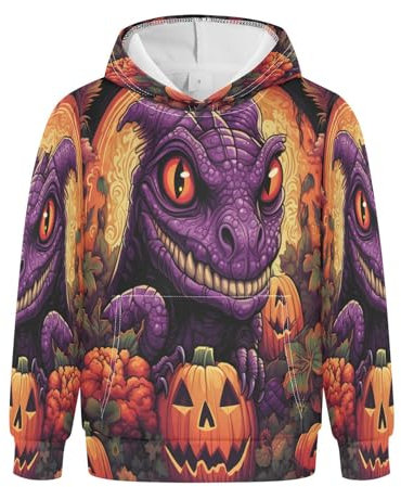 NYYYTTTEU Citrouille d'halloween Forêt Sombre Sweats À Capuche Douillet Imprimés 3D pour Enfants Filles Garçons