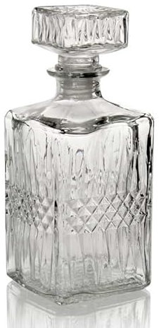 MA MAISON Bottiglia da Whiskey in Vetro Lavorato: Design Elegante e Raffinato, Ideale per Conservare e Servire con Stile