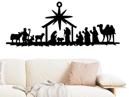 Schwarze Weihnachtskrippe – Weihnachtskrippe, Weihnachtskrippe, Wanddekoration, Krippen-Sets für Weihnachten, drinnen