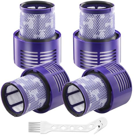 Paquete de 4 filtros HEPA con cepillo de limpieza para Dyson V10 SV12, V10 Cyclone Series, V10 Absolute, V10 Animal, V10 Total Clean. Para filtro Dyson v10 puede filtrar eficazmente el aire