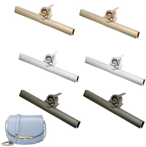 Yuaiosn 6 Stück Taschenverschluss, Taschenverschluss Zinklegierung Drehverschluss, Metall Twist Turn Lock, Taschenverschluss Zubehör für Häkeltaschen, Leder Tasche DIY