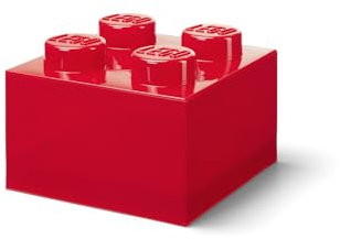 Room Copenhagen LEGO Storage Brick 4 Knobs Translucent Red - Stackable Plastic Storage Box with Lid for Kids and Adults Desk Organizer and Toy Box