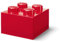 LEGO Aufbewahrungsstein 4 Noppen Transparent Rot – Stapelbare Kunststoff-Aufbewahrungsbox mit Deckel für Kinder und Erwachsene, Schreibtisch-Organizer und Spielzeugbox