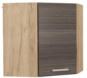 Vicco Eckhängeschrank R-Line, Küchen-Eckschrank, Edelgrau, 57 cm