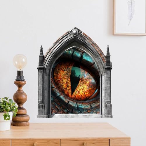 SUPERDANT 3D Drachenaugen Wandsticker Drachen Wandaufkleber Fenster Vinyl Wandsticker Kinderzimmer Wandtattoo Selbstklebende Aufkleber Für Schlafzimmer Klassenzimmer Wohnzimmer Drachenliebhaber