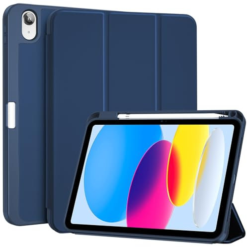 ProCase Hülle für iPad 10./11. Generation 2022 2025 (A16) Schutzhülle mit Stifthalter Leicht Dünn Smart Cover Hüllen -Dunkelblau