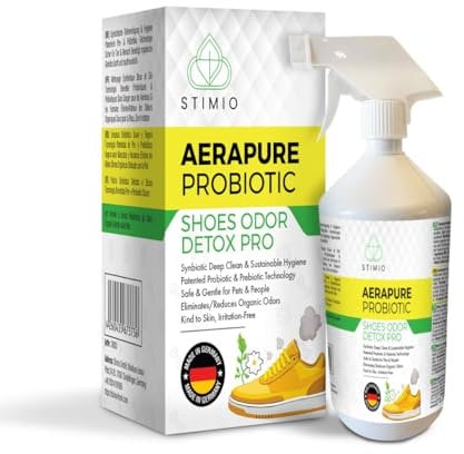 Stimio - Basta scarpe maleodoranti! XL-1000ml Spray deodorante innovativo contro il sudore – Microorganismi attivi eliminano i cattivi odori. Naturale ed ecologico – Senza cloro, tensioattivi, etanolo