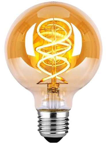 Ampoule E27 Vintage, Ampoule LED E27 Dimmable 4W G80 Blanc Chaud Décorative Rétro Idéal à la Maison, Dans un Café, un Bar, Ambré,Lot de 1