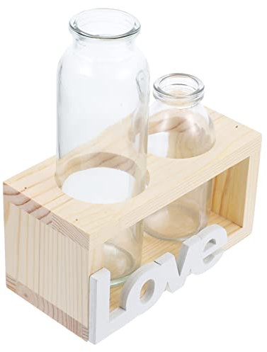 SEWOART 1 Ensemble Vase en Verre sur Pied en Bois Plantes d'intérieur Plantes Interieur Bonsai Decoration Table Vase hydroponique planteur d'eau Jardin intérieur hydroponique Un Verre