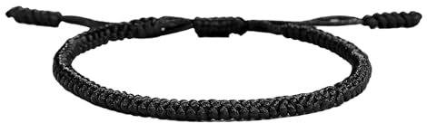 VNIDJGB Handmade Bracelets Buddhist Gift,Tibetan Handmade Woven Bracelets, Adjustable Good Luck String Armband,Handcrafted Rope Woven,Friendship Present,Bracelet Gift, for Women, Men, Teens.(Black)