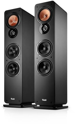 Teufel Ultima 40 Mk4 Stereo Standlautsprecher - HiFi Lautsprecher Paar der Spitzenklasse, Phase-Plug Hochtöner, Doppelrohr-Bassreflex, Mitteltöner aus gewebtem Kevlar - schwarz