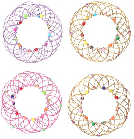 Ciieeo Mandala Magic Blumenkorb und Kinder Flexibel 4 Stück aus Sicherem Draht Entspannendes Denkspielzeug Stressabbau Zauberartikel Zufällige Farbe