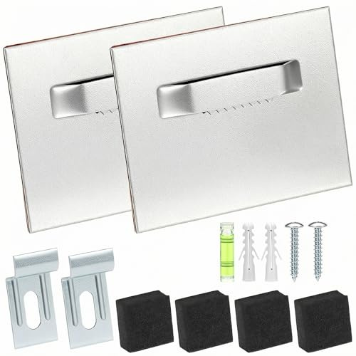 QWORK® 2er-Set Bildaufhänger Spiegelhalter 60x80mm, Selbstklebend Bilderhaken Spiegelhalterung Tragkraft bis 6kg, inklusive Montagezubehör