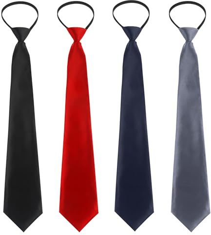 JSMTKJ 4 Stück Herren Krawatten Set, Sicherheitskrawatten Mit Gummizug | Sicherheitskrawatte, Krawatte mit Gummizug Reißverschluss, Tie Seide für Büro oder Festliche, Abend, Party