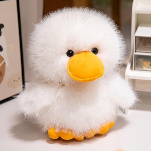 TROYSINC Kuscheliger Ente Plüschtier Kuscheltier – Weicher Stofftier Ente in Doppelfarbe Geburtstag, Valentinstag, Weihnachten (25cm,Weiß)