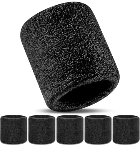 Yonality Bandeau Poignet Sport, 6 pièces Bandeau de Transpiration Poignet Bracelets de Tennis en Coton, Anti-Transpiration, pour la Gym, la Course à Pied, Basket-Ball, Le Tennis et Plus Encore