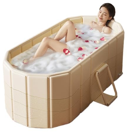 Faltbare Badewanne – tiefe Badewanne, 150 x 55 x 50 cm, Eimer aus umweltfreundlichem PVC, isolierte Struktur mit Drainagesystem | Bequemes Badzubehör für Erwachsene und Kinder