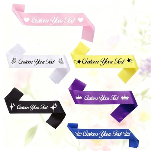 Personalisierte Satinschärpe,Personalisierte Satinband Anpassbarer Text und Logo,Machen Sie Ihren Eigenen Gürtel,für Partydekorationen, Abschlussfeier, Geburtstag, Hochzeit, Brautparty.