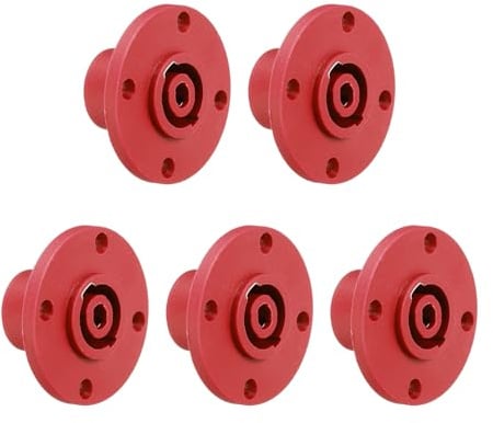 QUARKZMAN 5pcs Jack Prise Encastrée 4 Pôles Twist Lock, Connecteur NL4 2 Pouces XLR Prise Encastrée Panel Micro Audio pour Série NL4, Rouge