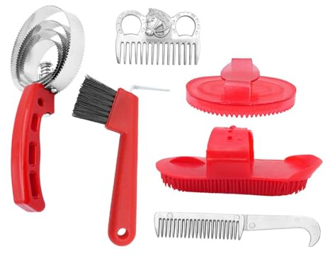 Aymzbd 6 Teiliges Pferdepflege Set: Hufpflege Set mit Bad, Hufkratzer, Bürste, Striegel, Kamm Und Reinigungswerkzeugen