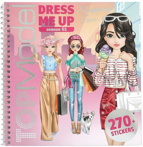 Depesche 13832 TOPModel Dress Me Up - Livre d'autocollants « Shopping Tour », avec 24 Pages de Motifs de mannequins à Personnaliser, Comprenant 11 Feuilles d'autocollants