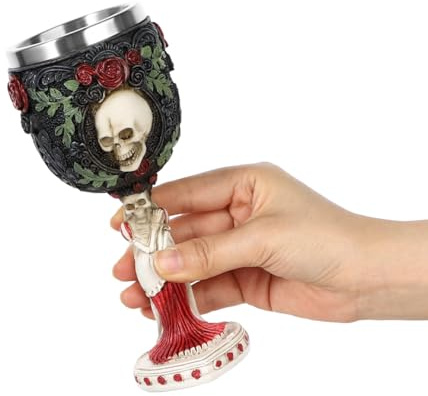 TCNGKIJIUK Calice medievale unisex, con scheletro, calice a forma di teschio, divertente, in resina, pratico, durevole, con teschio 3D, per Halloween, Pasqua, uso quotidiano, regalo