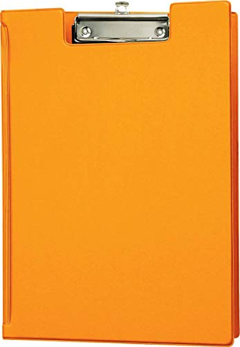 MAUL Schreibmappe A4 | Mappe aus Pappe mit Folienüberzug zum Zuklappen | Dokumentenmappe A4 mit Fach für Papier | Praktische Dokumententasche zum Aufhängen | Aktenmappe für Büro | Orange