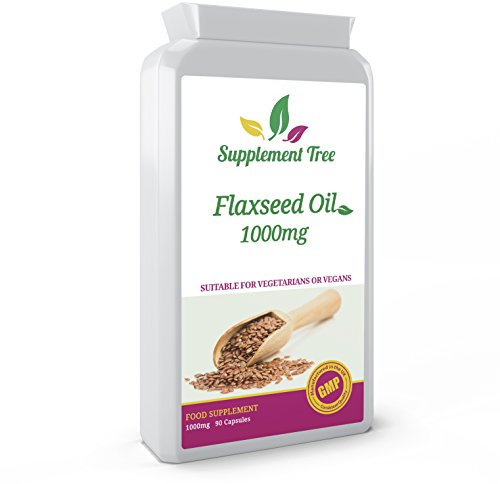 Flaxseed Oil 1000mg 90 Vegan Soft Gel Capsules | Cold Pressed Flax Seed Supplement | Rich in Omegas 3 Fatty Acid | Non-GMO Vegan Flaxseed Oil Capsules | UK Manufactured