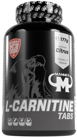 Mammut Nutrition L-Carnitin Lutschtabletten, Citrus, 80 Stück Dose | 1020 mg pro Tagesportion, mit Vitamin C, zuckerfrei, ohne Wasser, für Training, Reise und Büro, mit Sorbit und Sucralose