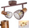 Deckenleuchte Arjen, Deckenlampe aus Metall/Holz in Rost/Braun, 2-flammig, mit verstellbaren Strahlern, 2 x E14 -Fassung, Spot im Retro/Vintage Design, ohne Leuchtmittel