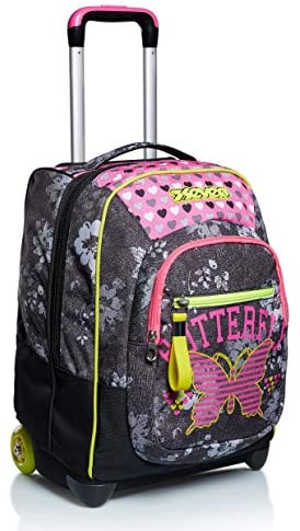 Trolley Seven, Flying Dreams, Nero, 2 in 1 Zaino con Cross-Over System, Scuola & Viaggio